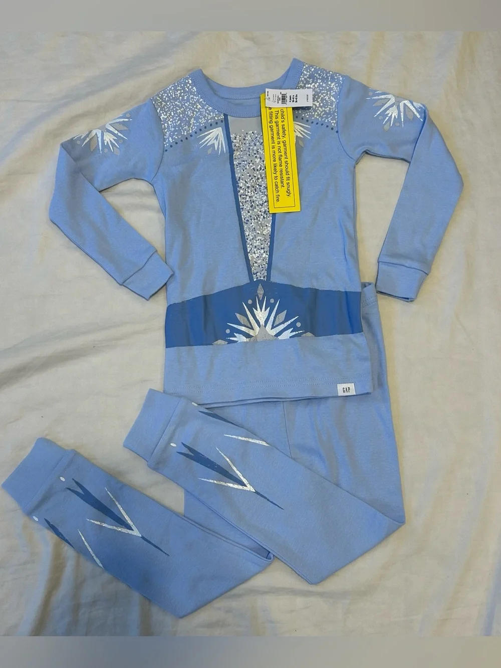 BabyGap Disney Frozen Princess Pajama 4 Year Blue Organic Cotton PJ Set Baby Gap